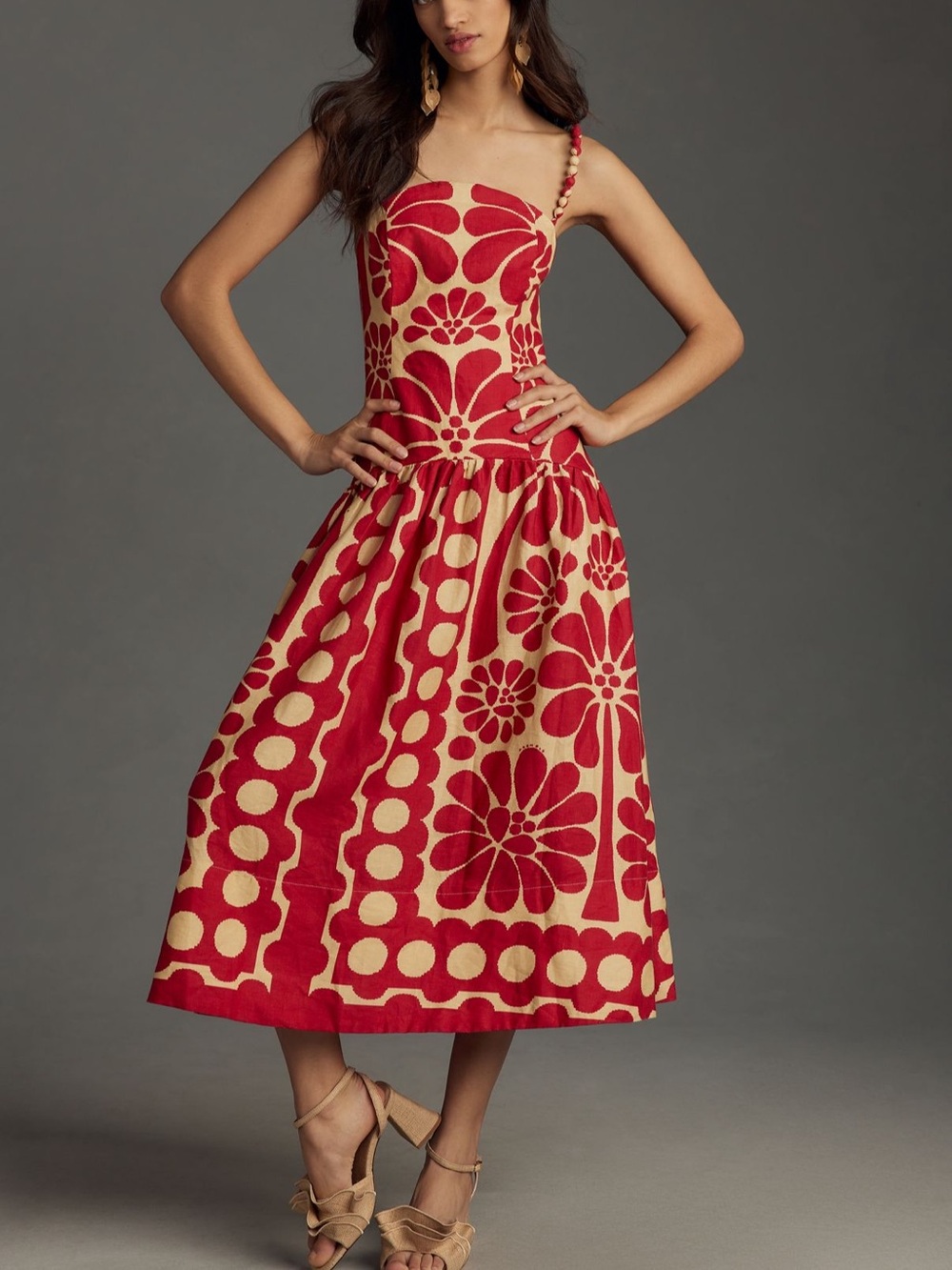 NWT Farm Rio Palermo Red Sleeveless Midi Dress